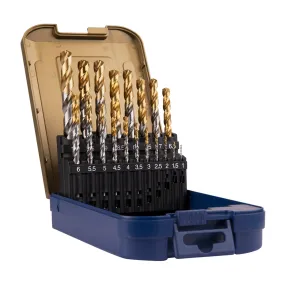 HSS-G Spiraalborenset TiN-TOP Gold-Line geslepen in cassette - 19-delig